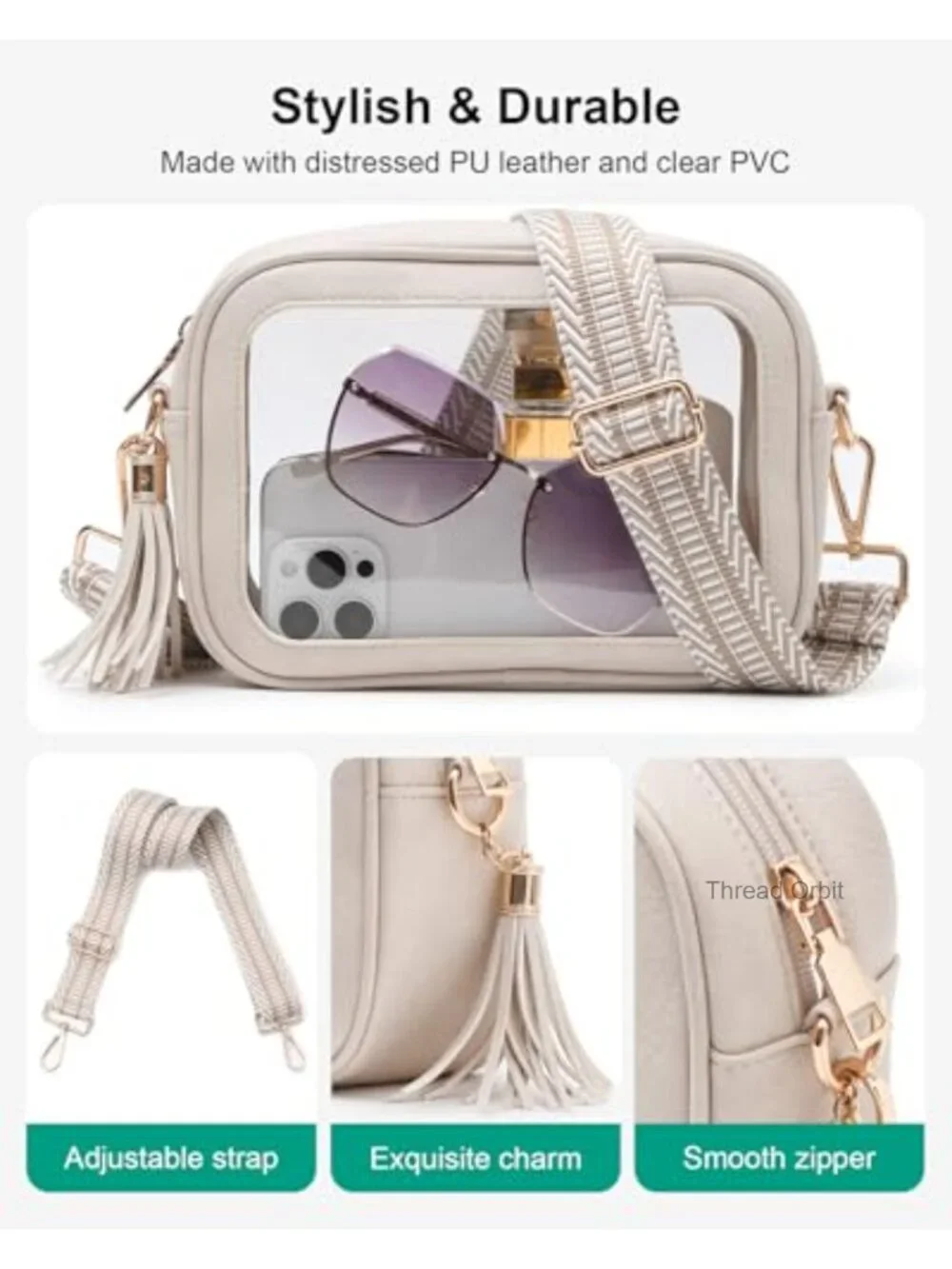 Clear Crossbody Purse Stadium Approved PVC Waterproof Bag